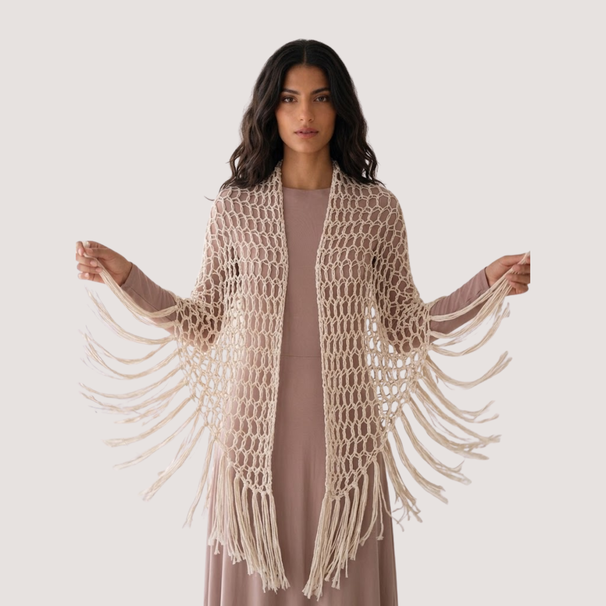 Isabelle rustic natural cotton shawl